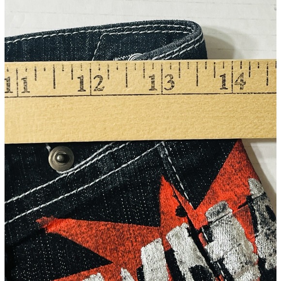 Lipsey Denim Capris Women's 7 Black Denim Superhero Comicon Comics Whimsycore - Picture 5 of 6